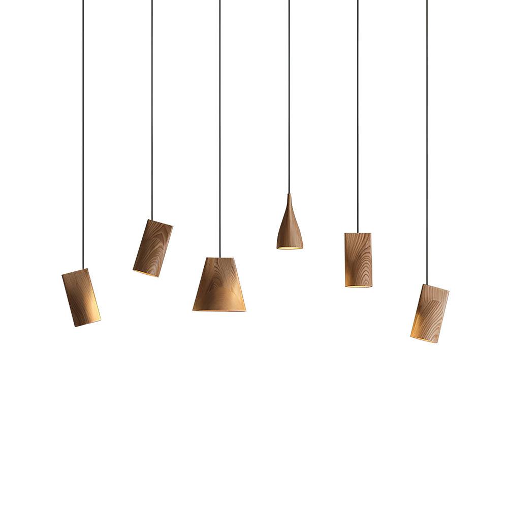 Lighting — The Eaves Chandelier in wood with warm light