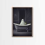 Ghost Bathroom Canvas, Dark Romantic Ghost Standing in Bathroom Creepy,  Ghost in the Bath tub Wall Art Halloween Canvas, Funny Halloween