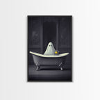 Ghost Bathroom Canvas, Dark Romantic Ghost Standing in Bathroom Creepy,  Ghost in the Bath tub Wall Art Halloween Canvas, Funny Halloween