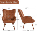 Leather Accent Chair Camel With Metal Legs Living Room