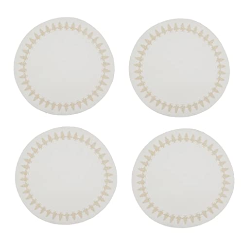 Christmas Collection Embroidered Design Placemats 14" Round, Set of 4 - Festive Table Mats for Christmas, Winter Holidays, Home Décor, Banquet, Family Gathering, Special Occasion
