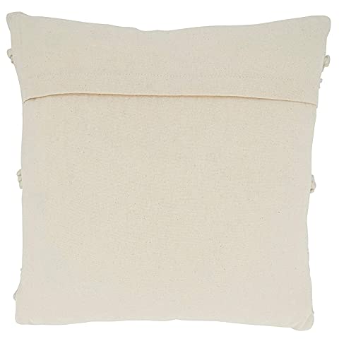 Pom Pom Diamond Decorative Throw Pillow Cover 18" W x 18" L - Ivory Square Cushion Case for Home, Couch, Bedroom, Living Room and Office Décor