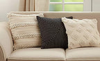 Pom Pom Diamond Decorative Throw Pillow Cover 18" W x 18" L - Ivory Square Cushion Case for Home, Couch, Bedroom, Living Room and Office Décor