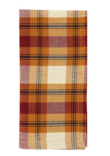 Harvest Plaid Design 100% Cotton Tablecloth 70" W x 70" L - Autumn Rust Table Cover for Home, Dining Table Decor, Banquet, Thanksgiving and Special Event