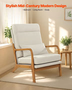 High Back Mid Century Linen Accent Chair For Living Room