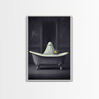 Ghost Bathroom Canvas, Dark Romantic Ghost Standing in Bathroom Creepy,  Ghost in the Bath tub Wall Art Halloween Canvas, Funny Halloween