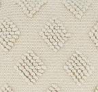 Pom Pom Diamond Decorative Throw Pillow Cover 18" W x 18" L - Ivory Square Cushion Case for Home, Couch, Bedroom, Living Room and Office Décor