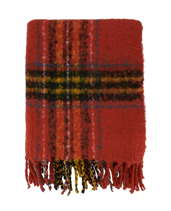 Fall Plaid Modern Tassel Throw Blanket 50" W x 60" L - Orange Blanket for Bed, Couch, Sofa, Living Room and Holiday Décor
