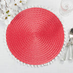Pom Pom Textured Placemats 15 Inches Round, Set of 4 – Modern Traycloth Table Mats for Home, Dining Room Décor, Banquets, Indoor & Outdoor and Special Events