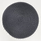 Pom Pom Textured Placemats 15 Inches Round, Set of 4 – Modern Traycloth Table Mats for Home, Dining Room Décor, Banquets, Indoor & Outdoor and Special Events