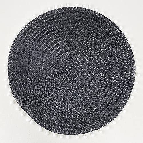 Pom Pom Textured Placemats 15 Inches Round, Set of 4 – Modern Traycloth Table Mats for Home, Dining Room Décor, Banquets, Indoor & Outdoor and Special Events