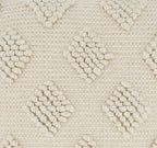 Pom Pom Diamond Decorative Throw Pillow Cover 18" W x 18" L - Ivory Square Cushion Case for Home, Couch, Bedroom, Living Room and Office Décor