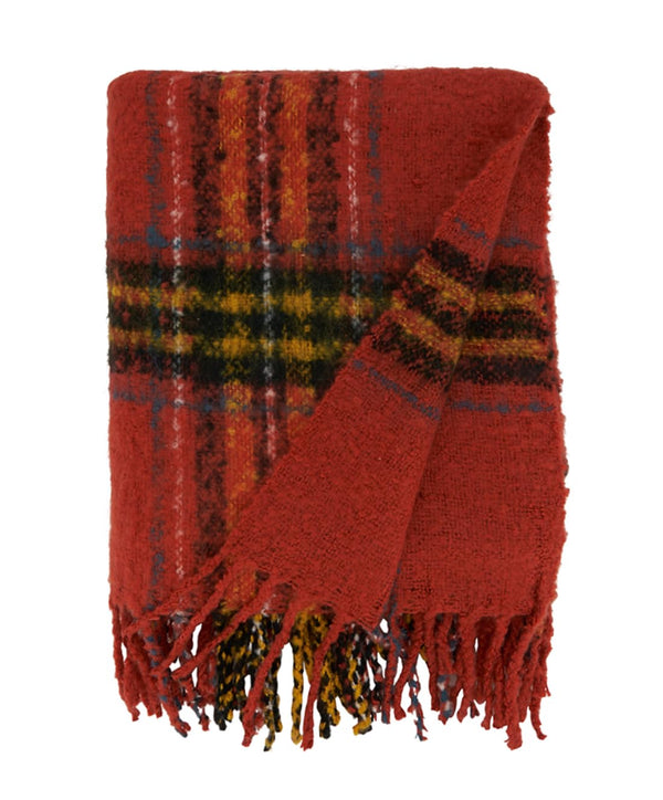 Fall Plaid Modern Tassel Throw Blanket 50" W x 60" L - Orange Blanket for Bed, Couch, Sofa, Living Room and Holiday Décor