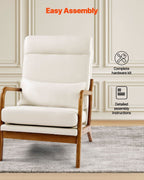 High Back Mid Century Linen Accent Chair For Living Room