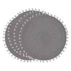 Pom Pom Textured Placemats 15 Inches Round, Set of 4 – Modern Traycloth Table Mats for Home, Dining Room Décor, Banquets, Indoor & Outdoor and Special Events