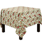 Nutcracker Holiday Tablecloth 65" W X 84" L - Red & Green Solider Print Festive Table Cover for Christmas Décor, Dining Room, Banquet, Family Gathering and Special Events