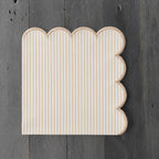 Natural Scalloped Stripe Cloth Napkins 20" x 20", Set of 4 - Modern Farmhouse Table Napkins for Everyday Dining, Parties & Holiday Entertaining