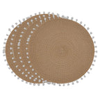 Pom Pom Textured Placemats 15 Inches Round, Set of 4 – Modern Traycloth Table Mats for Home, Dining Room Décor, Banquets, Indoor & Outdoor and Special Events