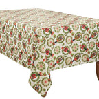Nutcracker Holiday Tablecloth 65" W X 84" L - Red & Green Solider Print Festive Table Cover for Christmas Décor, Dining Room, Banquet, Family Gathering and Special Events