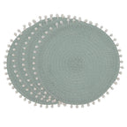 Pom Pom Textured Placemats 15 Inches Round, Set of 4 – Modern Traycloth Table Mats for Home, Dining Room Décor, Banquets, Indoor & Outdoor and Special Events