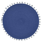 Pom Pom Textured Placemats 15 Inches Round, Set of 4 – Modern Traycloth Table Mats for Home, Dining Room Décor, Banquets, Indoor & Outdoor and Special Events