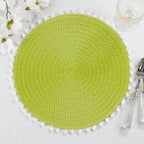 Pom Pom Textured Placemats 15 Inches Round, Set of 4 – Modern Traycloth Table Mats for Home, Dining Room Décor, Banquets, Indoor & Outdoor and Special Events