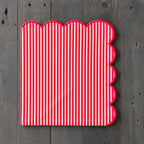 Natural Scalloped Stripe Cloth Napkins 20" x 20", Set of 4 - Modern Farmhouse Table Napkins for Everyday Dining, Parties & Holiday Entertaining