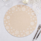 Christmas Collection Embroidered Design Placemats 14" Round, Set of 4 - Festive Table Mats for Christmas, Winter Holidays, Home Décor, Banquet, Family Gathering, Special Occasion