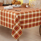 Harvest Plaid Design 100% Cotton Tablecloth 70" W x 70" L - Autumn Rust Table Cover for Home, Dining Table Decor, Banquet, Thanksgiving and Special Event