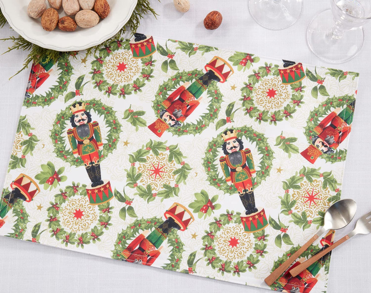 Nutcracker Holiday Table Runner 16" W X 70" L - Red & Green Festive Table Cover for Christmas Décor, Dining Room, Banquet, Family Gathering and Special Events