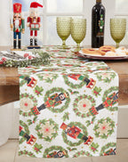 Nutcracker Holiday Table Runner 16" W X 70" L - Red & Green Festive Table Cover for Christmas Décor, Dining Room, Banquet, Family Gathering and Special Events