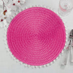 Pom Pom Textured Placemats 15 Inches Round, Set of 4 – Modern Traycloth Table Mats for Home, Dining Room Décor, Banquets, Indoor & Outdoor and Special Events