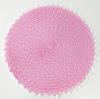 Pom Pom Textured Placemats 15 Inches Round, Set of 4 – Modern Traycloth Table Mats for Home, Dining Room Décor, Banquets, Indoor & Outdoor and Special Events