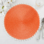 Pom Pom Textured Placemats 15 Inches Round, Set of 4 – Modern Traycloth Table Mats for Home, Dining Room Décor, Banquets, Indoor & Outdoor and Special Events