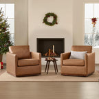 Genuine Leather Swivel Accent Chair Fully Assembled