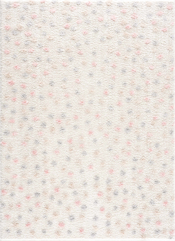 Cansu Pink & Cream Dotted Area Rug