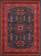 Cleveland Colorful Traditional Area Rug - Teal, Aqua, Navy