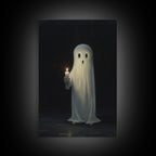 Ghost Holding A Candle Halloween Decor, Art Canvas Print, Spooky Ghost Wall Art, Fall Decor, Halloween wall decor, Funny Halloween Art