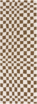 Lajos Brown Checkered Shag Rug - Clearance