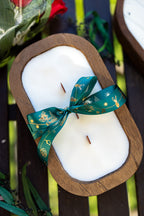 Wood Dough Bowl Candle – Handcrafted Soy Wax Bowl Candle – Rustic Farmhouse Home Decor
