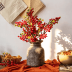 Artificial Fruit Berry Stem in Red 17" Tall Silk Plant