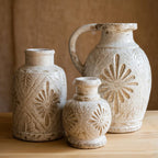 White Carved Floral Vase