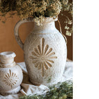 White Carved Floral Vase