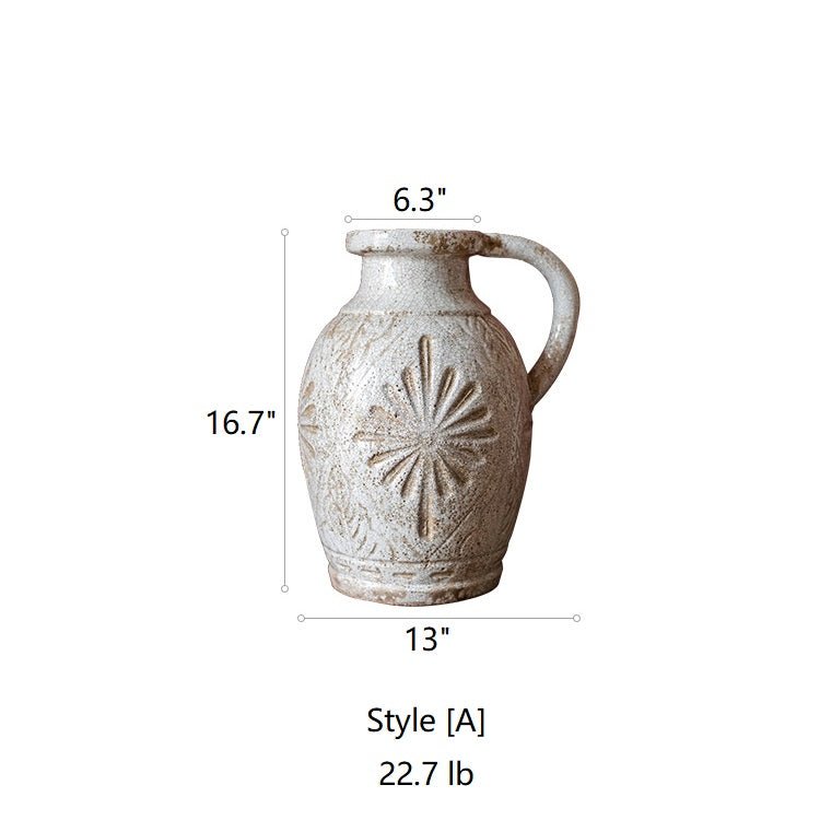 White Carved Floral Vase
