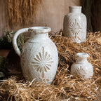 White Carved Floral Vase
