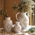 White Carved Floral Vase