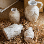 White Carved Floral Vase