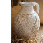 White Carved Floral Vase