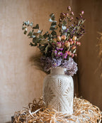 White Carved Floral Vase