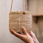 Faux Rattan Cement Hanging Planter